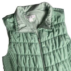 Christopher & Banks Quilted Vest Womens L Green Zip-Up Puffer Casual